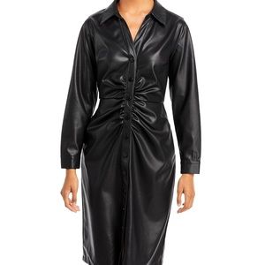 NEW Lucy Paris Rara Rouched Faux Leather Shirt Dress